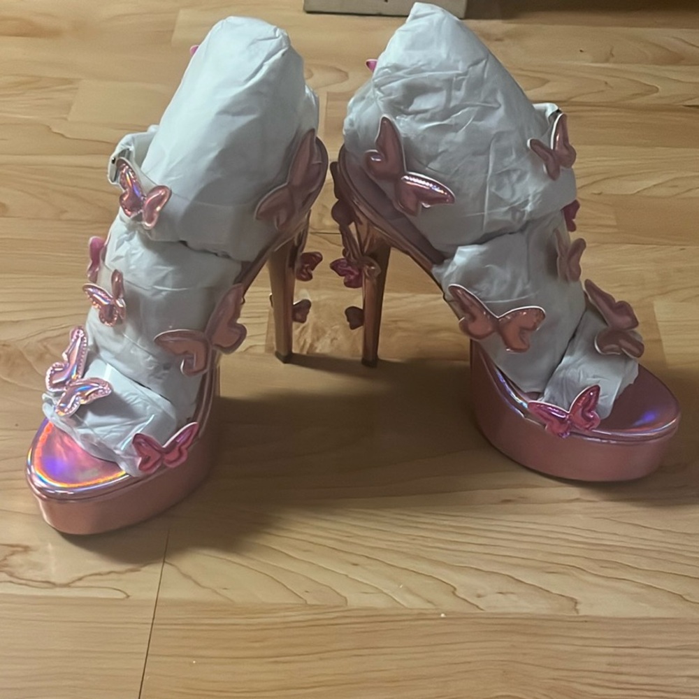 ‼️NWT‼️Dolls Kill X Sugar Thrillz Pink Butterfly Platform Heels Size 9